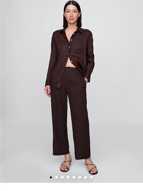 GAP straight -Leg- cropped linen Pants in Terra Brown